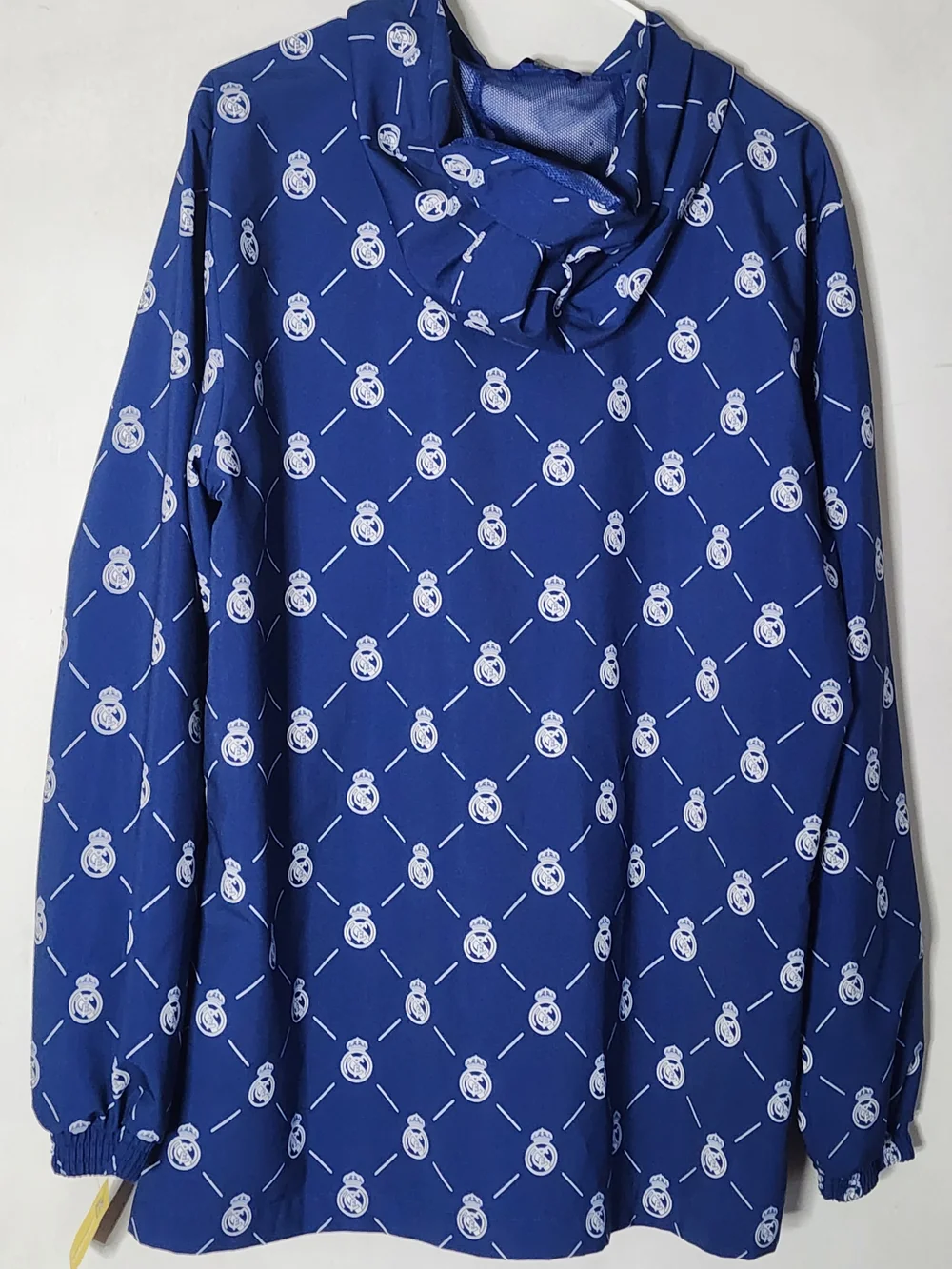 adidas Blue All-Over Logo Hooded Windbreaker